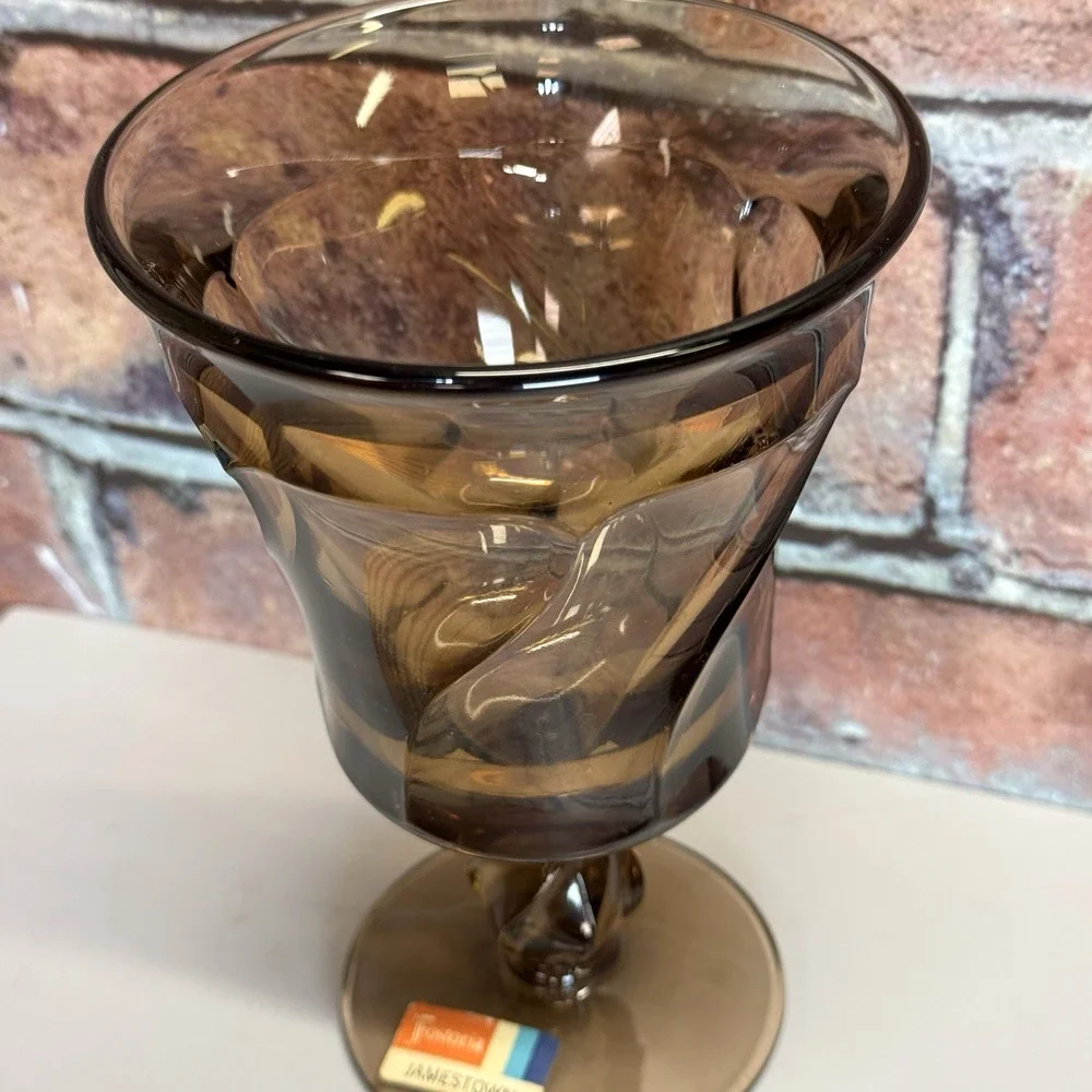 Vintage Fostoria Jamestown Smoke Brown Swirl Water Wine Glass Goblet Replacement